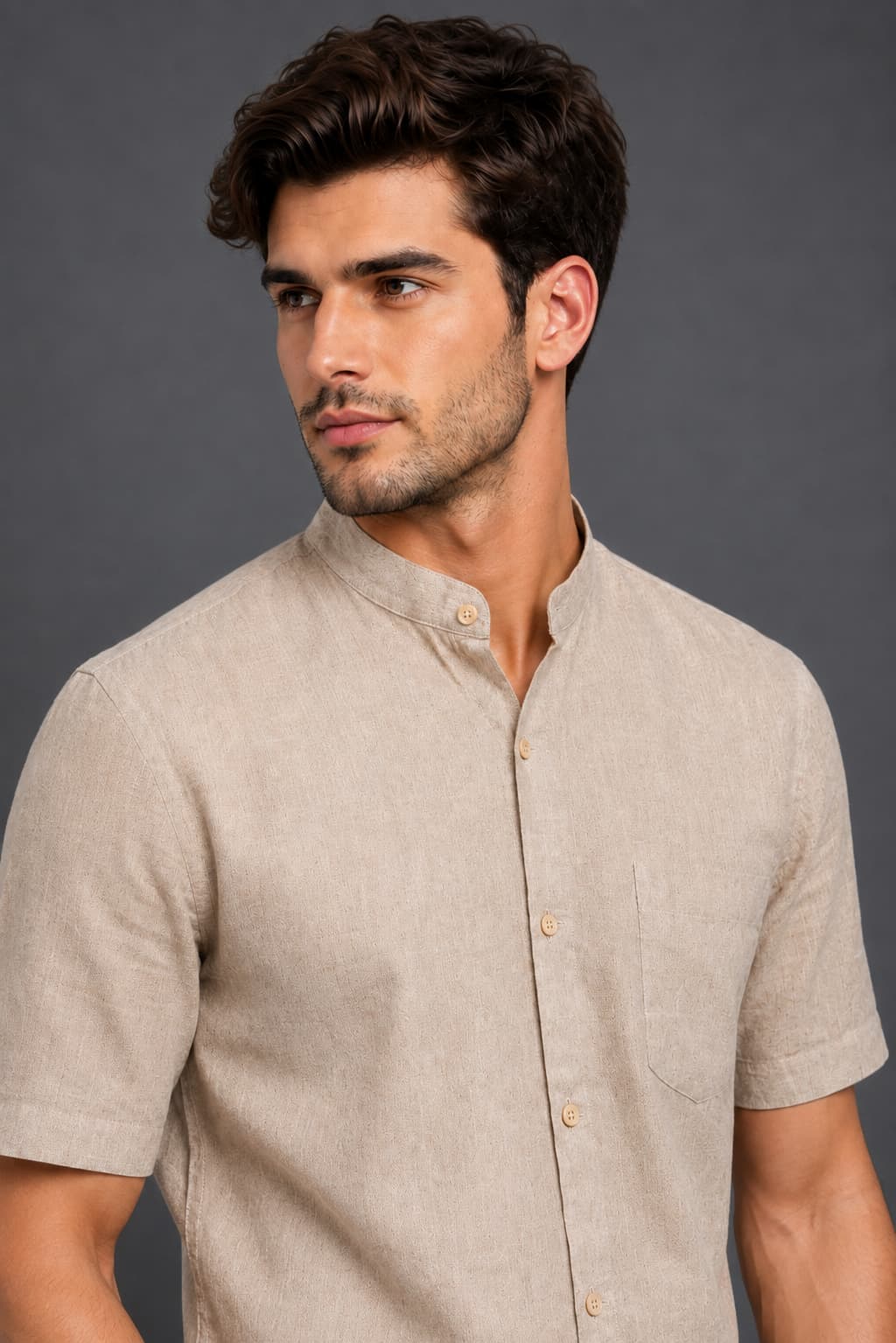 Beige Color Pure Cotton Men's shirt