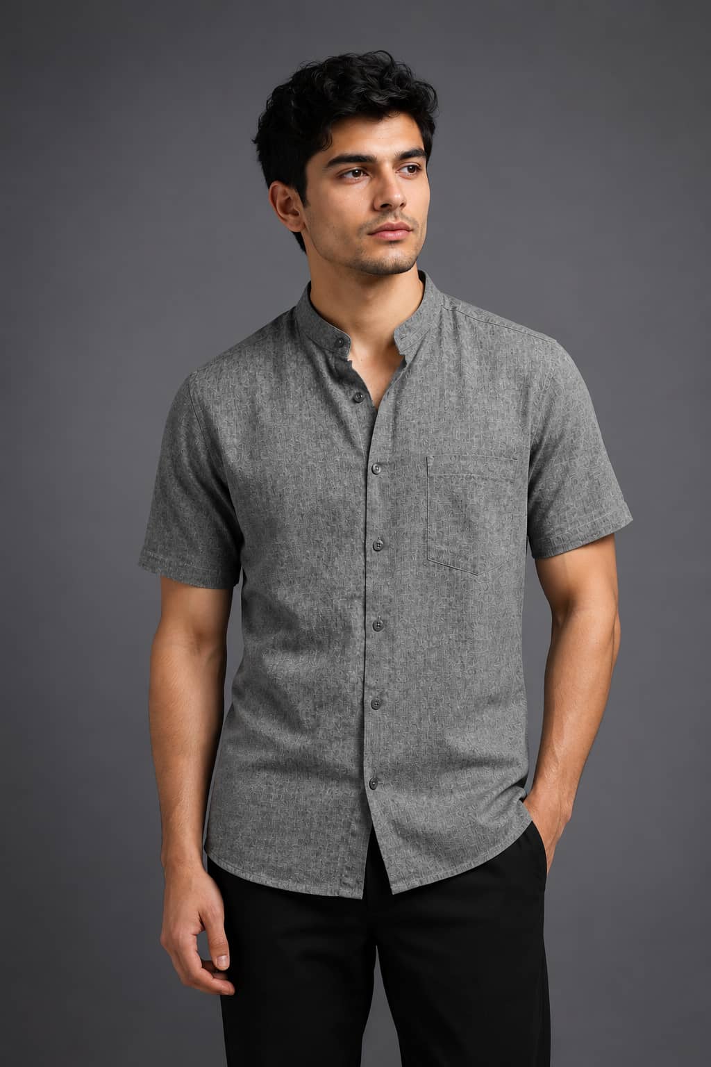 Charcoal Grey Color Pure Cotton  Men's Shirt