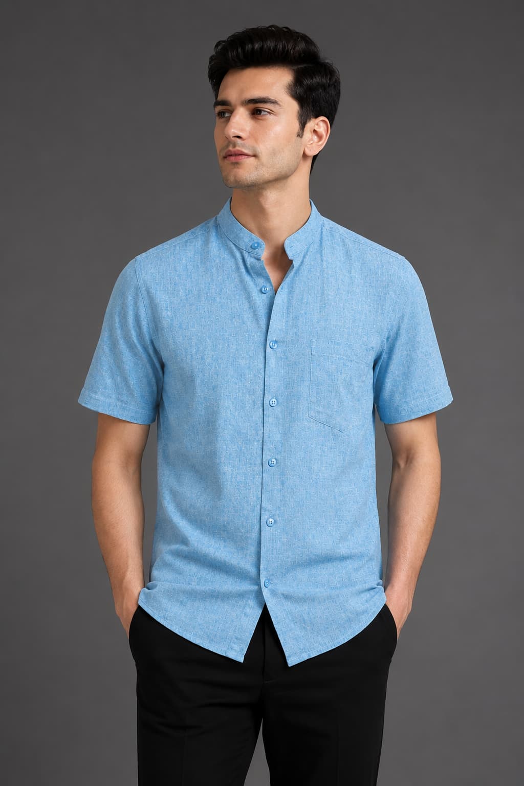 Powder Blue Color Pure Cotton Men's Shirt
