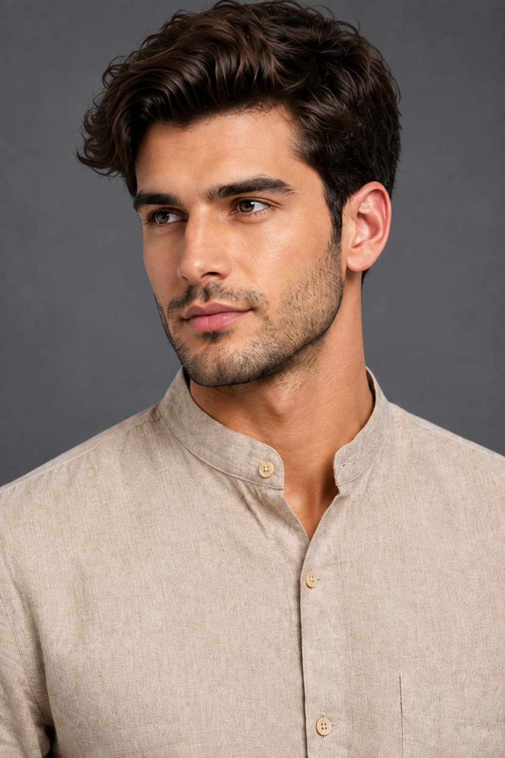 Beige Color Pure Cotton Men's shirt