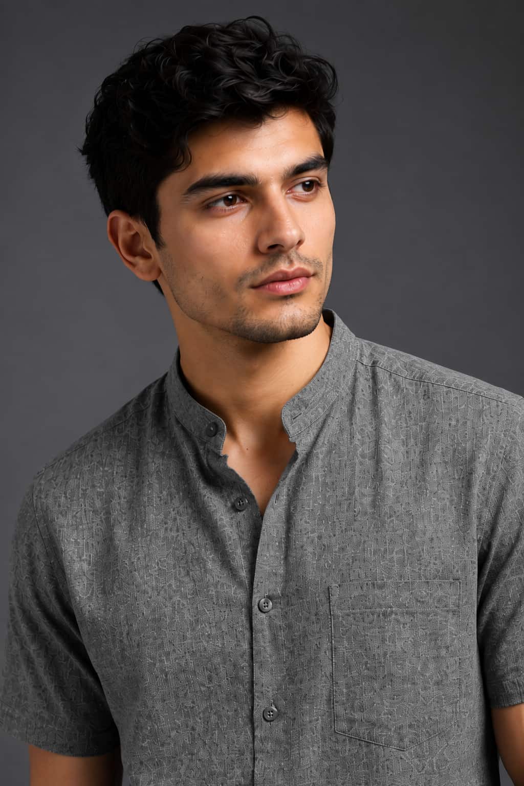 Charcoal Grey Color Pure Cotton  Men's Shirt