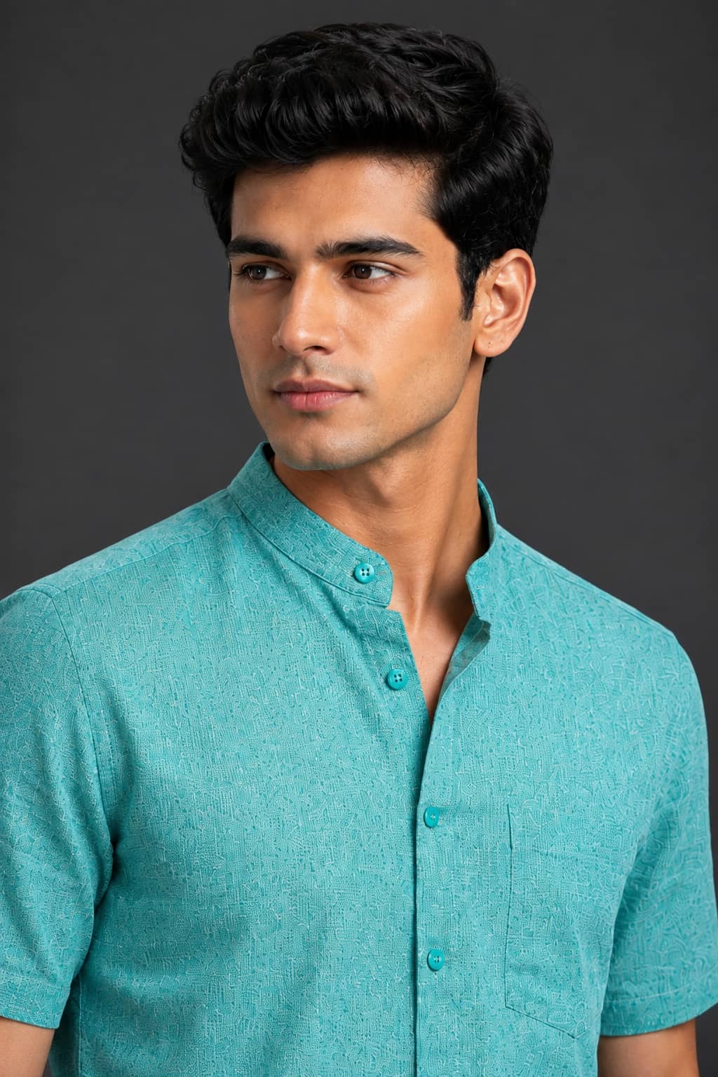 Aqua Teal Color Pure Cotton Men's Shirt
