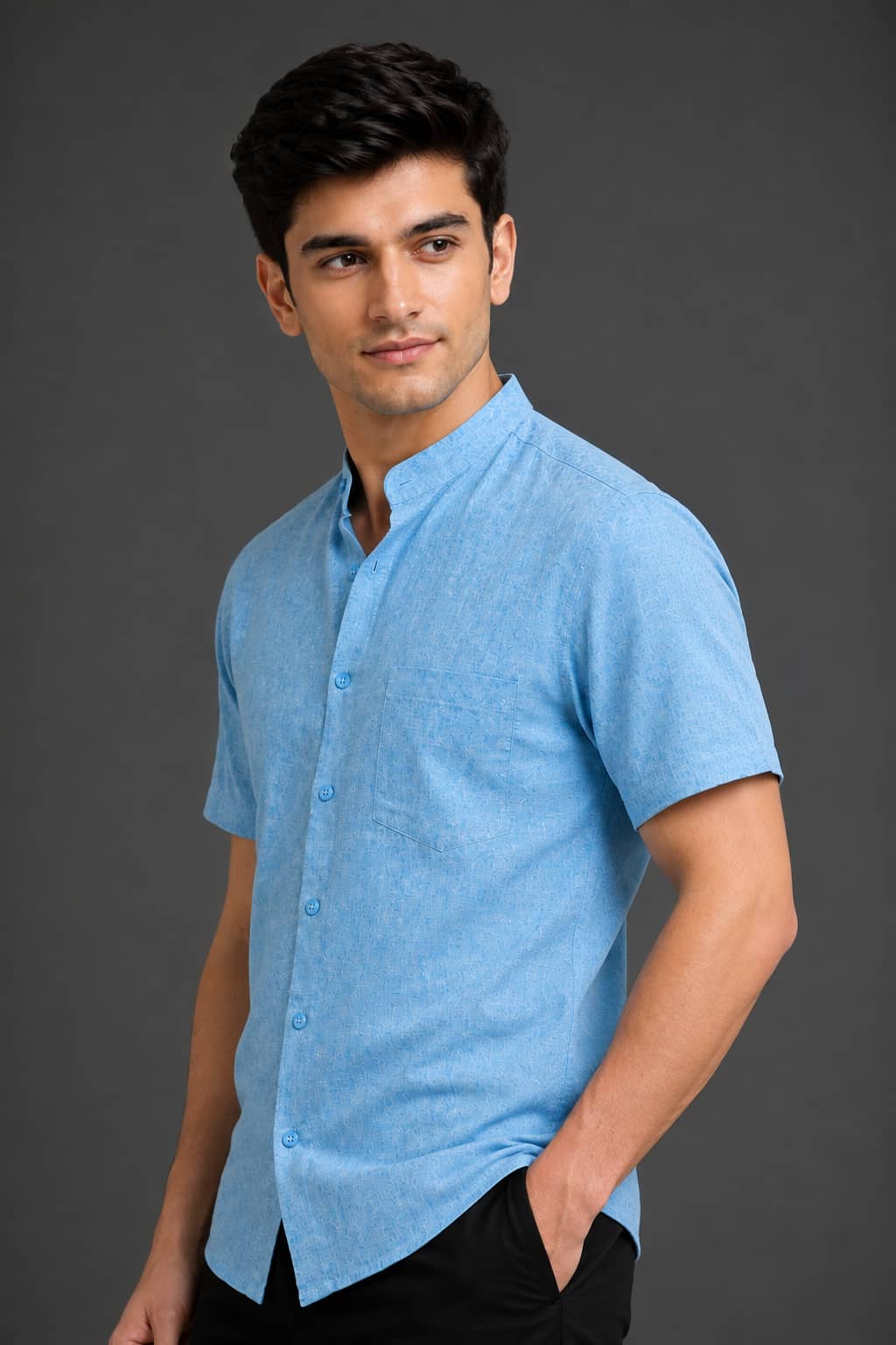 Powder Blue Color Pure Cotton Men's Shirt
