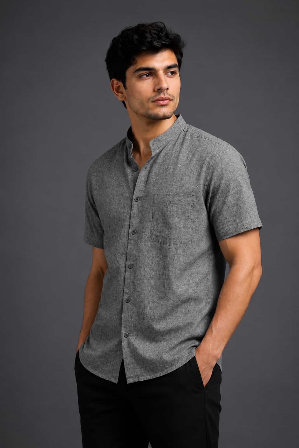 Charcoal Grey Color Pure Cotton  Men's Shirt
