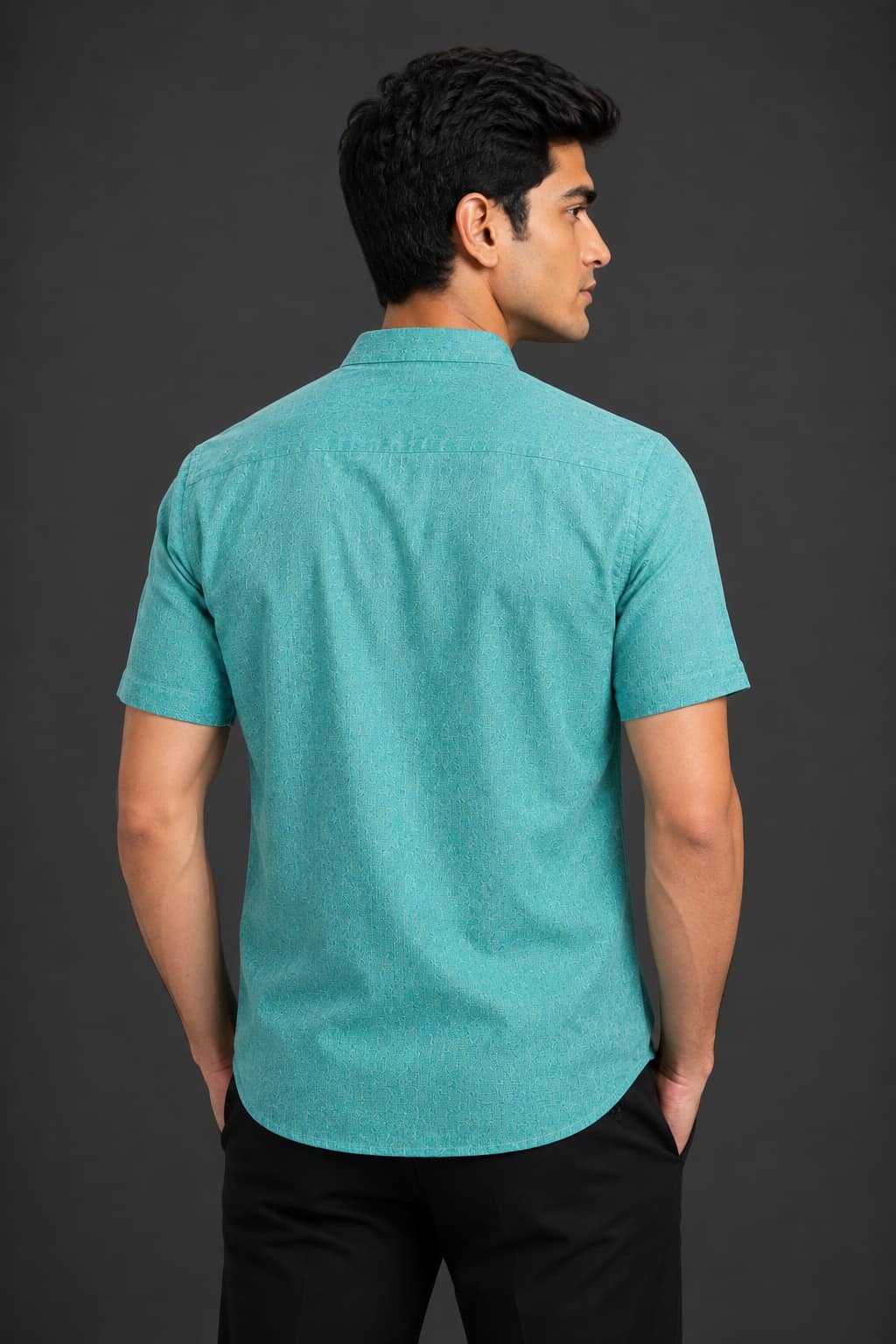 Aqua Teal Color Pure Cotton Men's Shirt