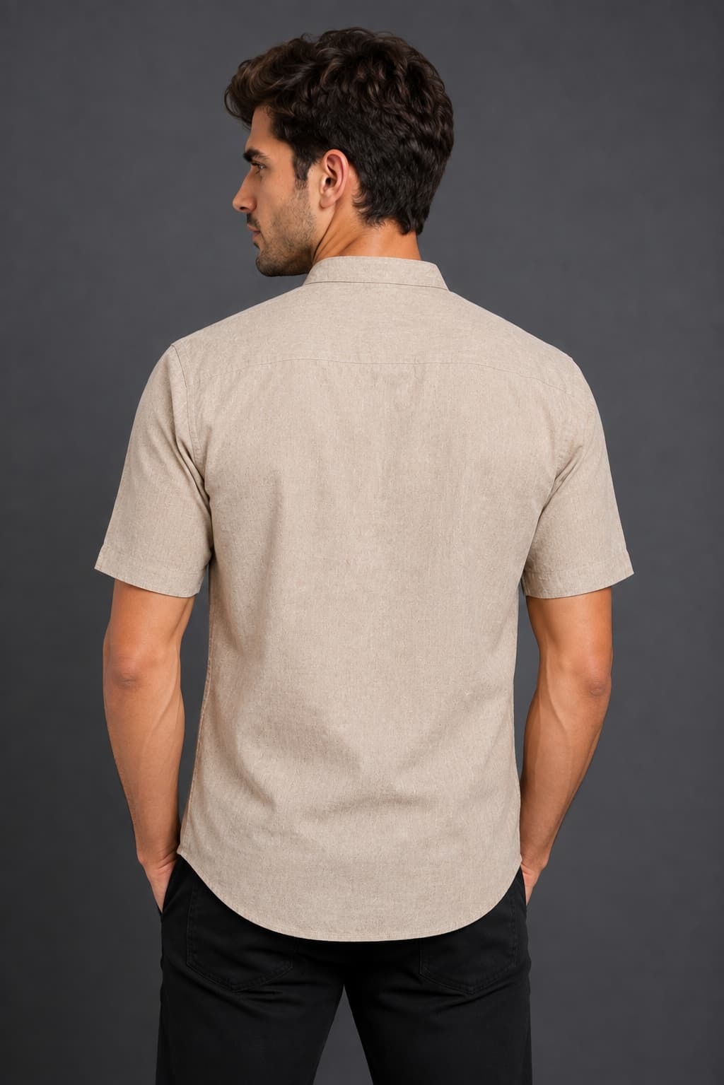 Beige Color Pure Cotton Men's shirt
