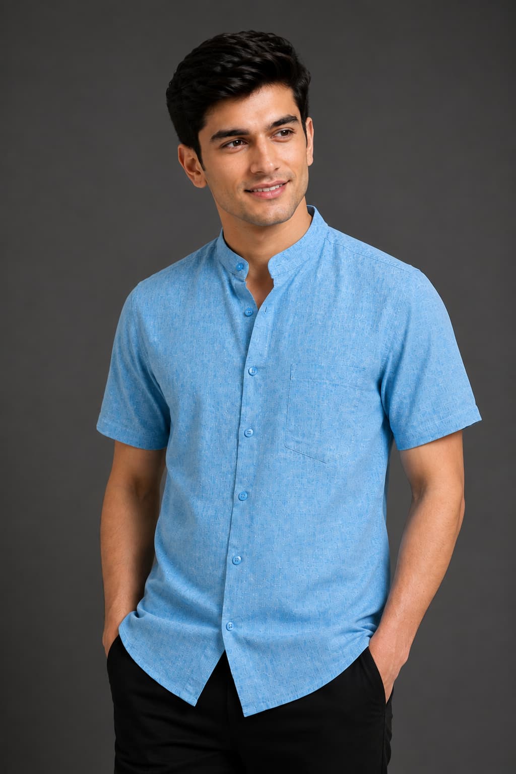 Powder Blue Color Pure Cotton Men's Shirt