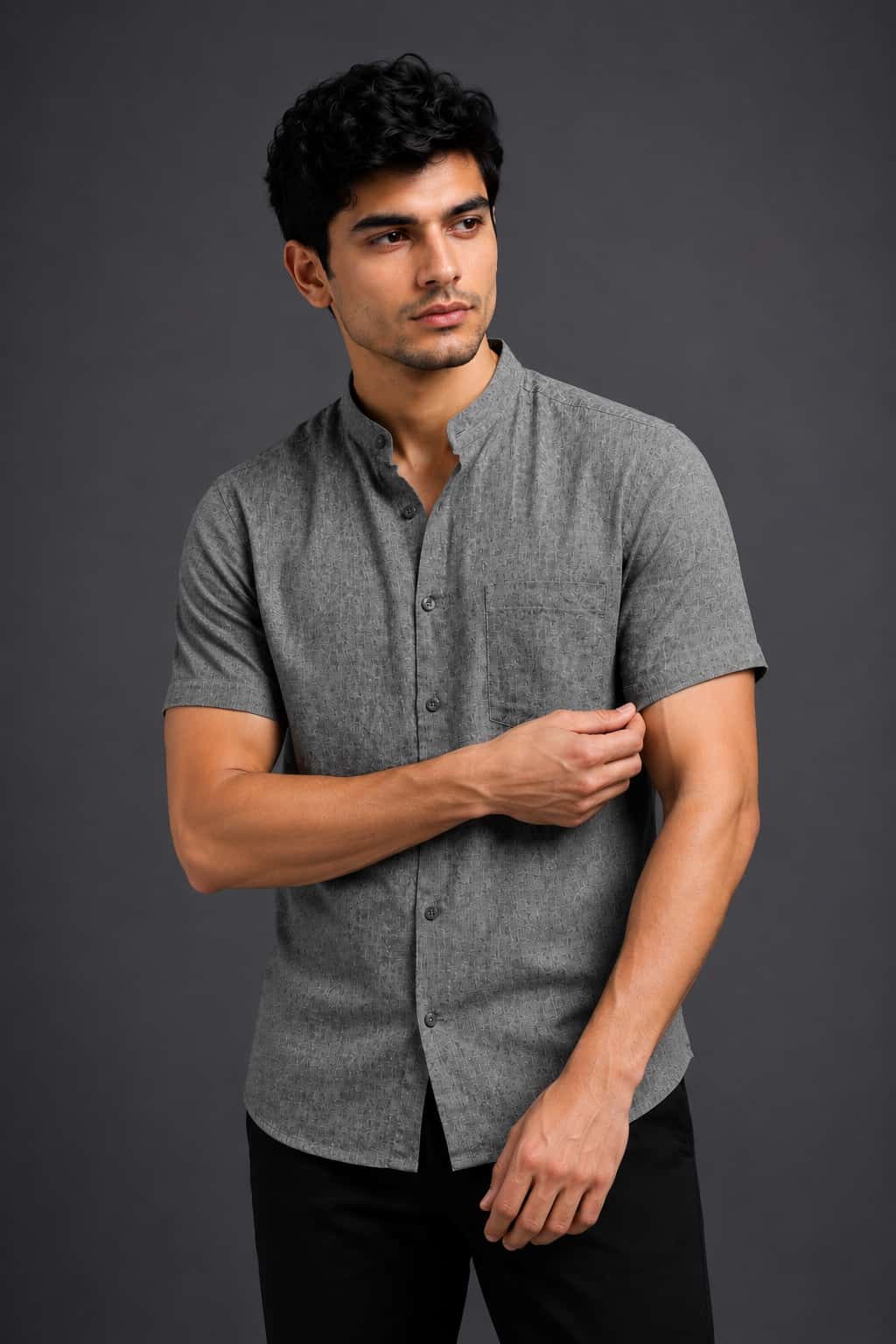 Charcoal Grey Color Pure Cotton  Men's Shirt