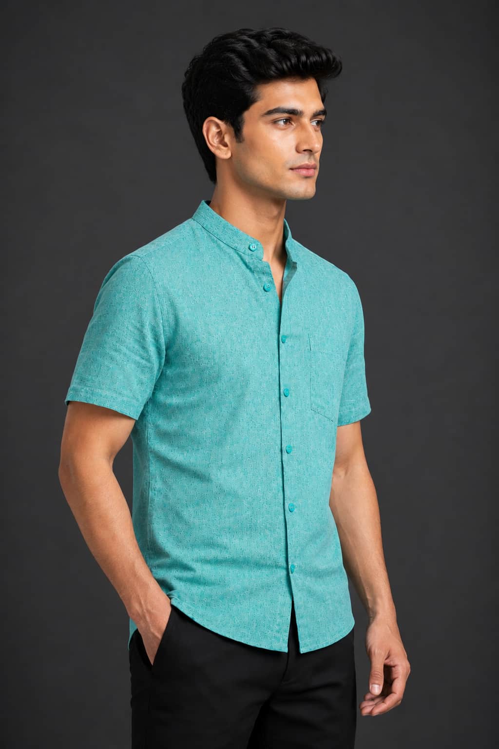 Aqua Teal Color Pure Cotton Men's Shirt