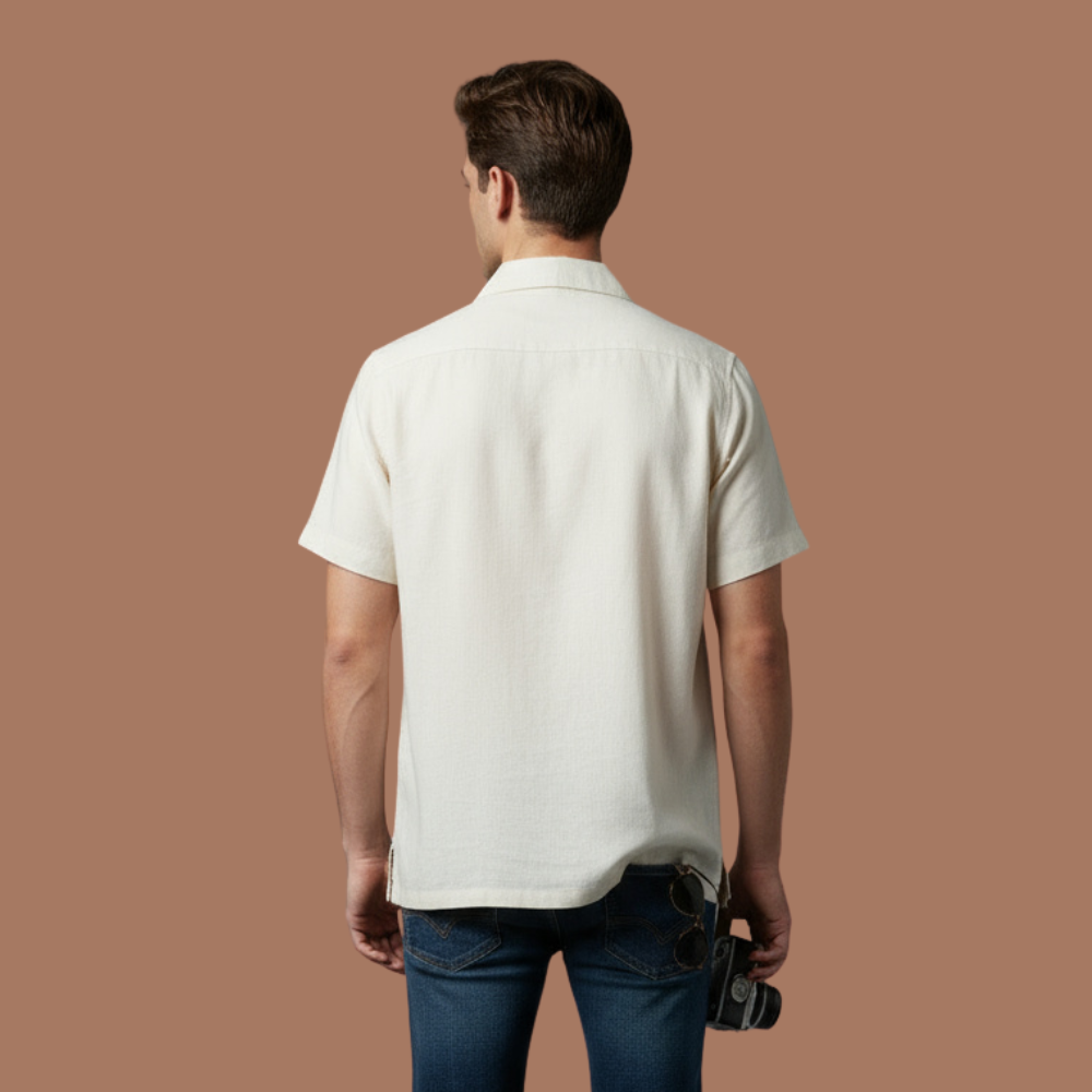 White Rock Color Embroidery Design Linen Shirt