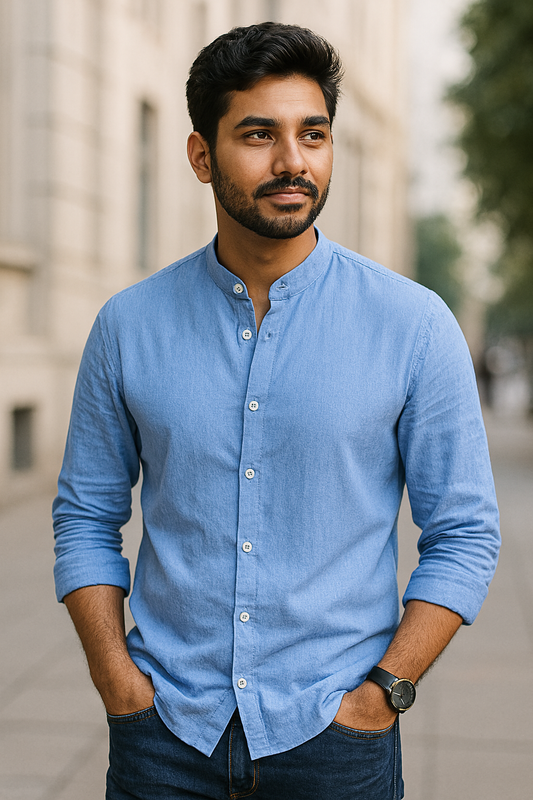 Skyblue Color Cotton Men's Shirt