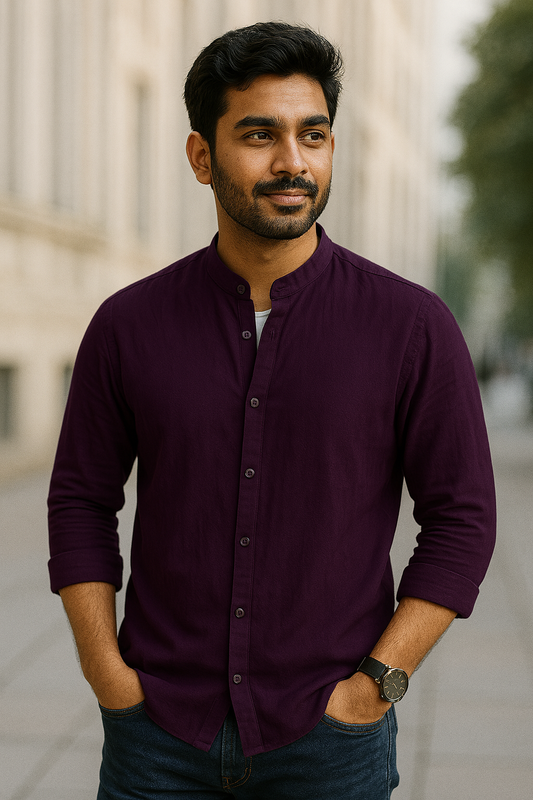 Wine Color Cotton Men's Shirt