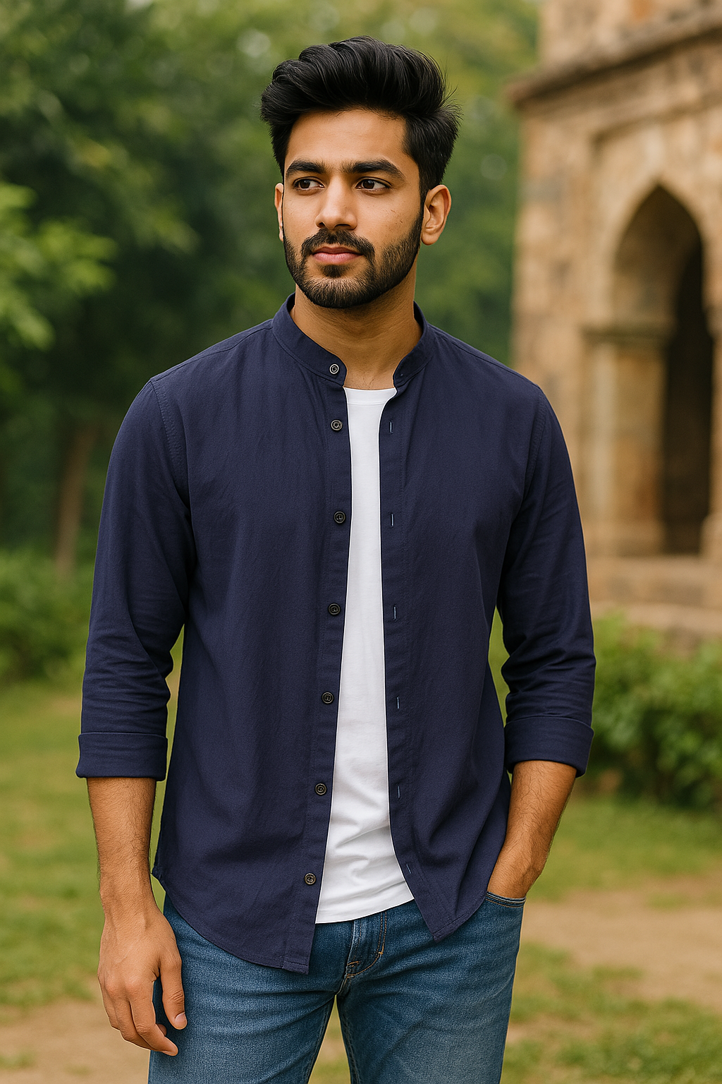 Dark Blue Color Cotton Men's Shirt