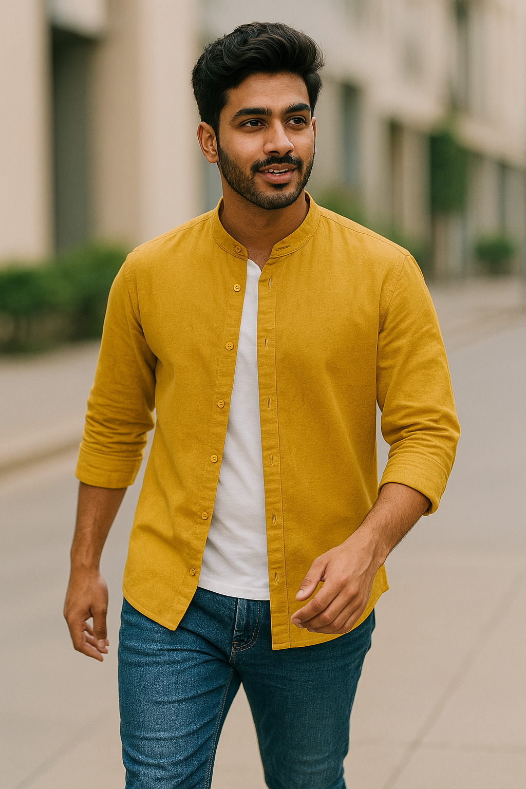 Yellow Color Cotton Men's Shirt