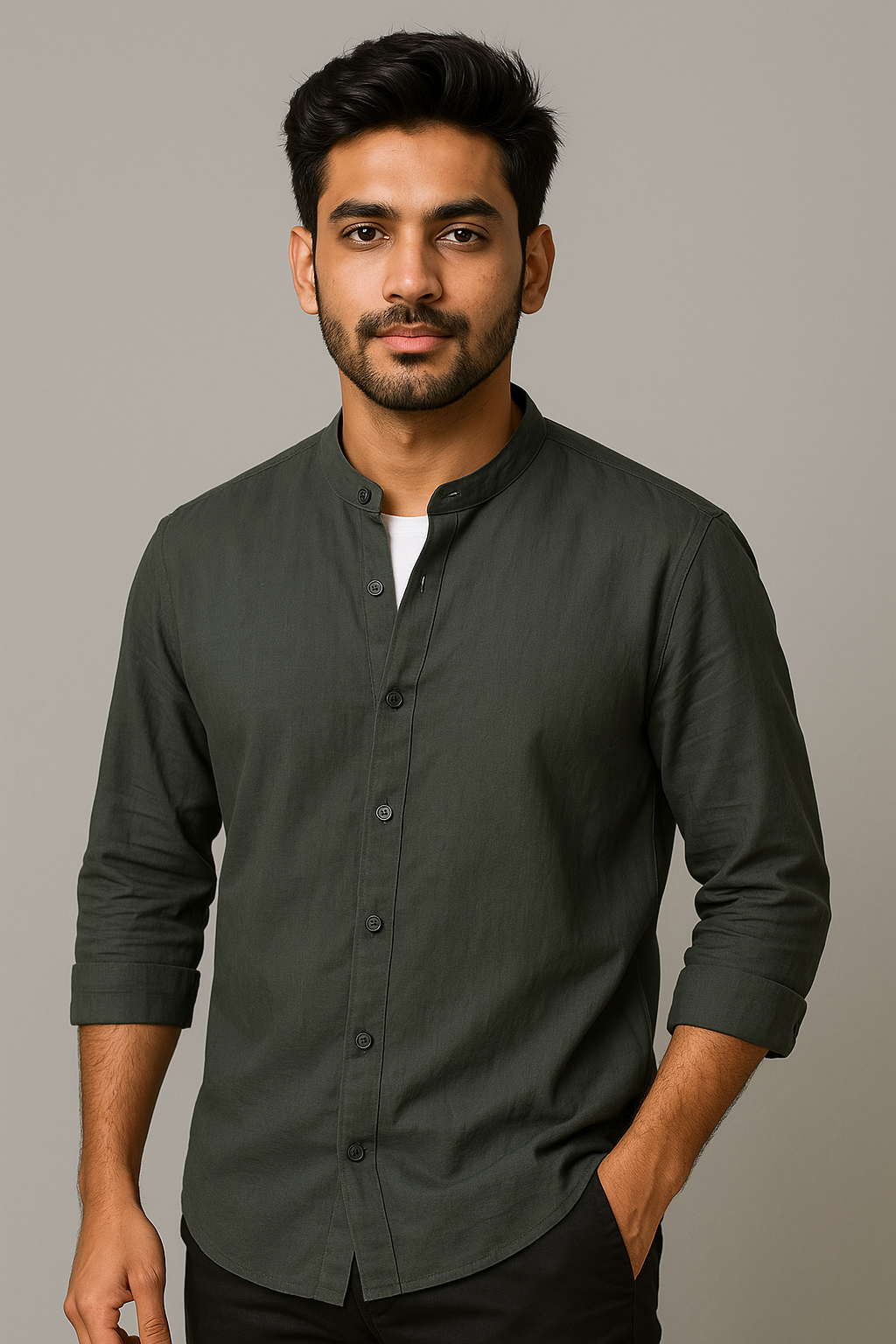 Vampire Grey Color Cotton Men's Shirt