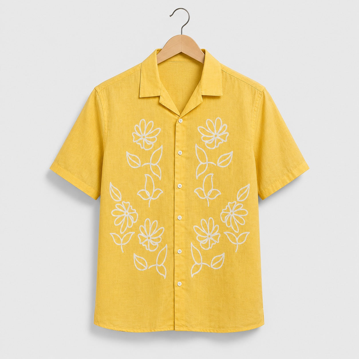 Mustard Yellow Floral Printed Shirt