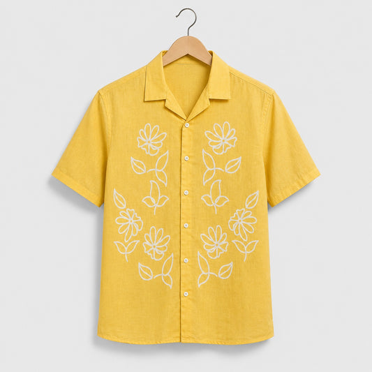 Mustard Yellow Floral Printed Shirt
