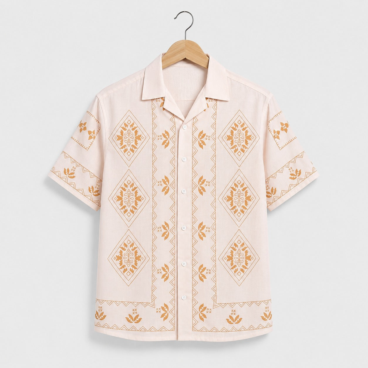 Cream Golden Tribal Print Shirt